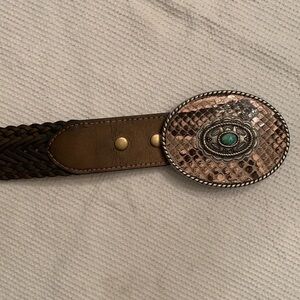 Vintage Ivan belt buckle brown weaved leather L​​​​​​​​​​​​​​​​​​​​​